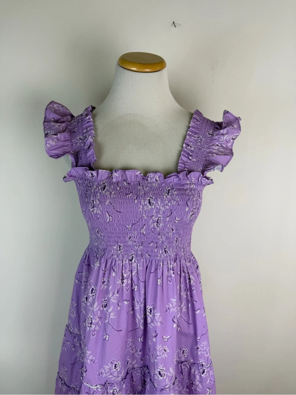 Hill House x Bridgerton Ellie Nap Dress Purple Floral Midi Cotton Size XS